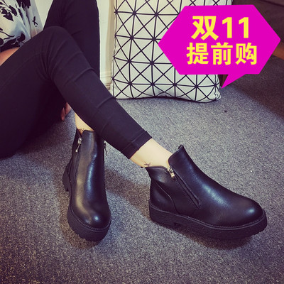 2015冬季新款英伦复古潮-小皮鞋学院风女学生马丁靴韩版中跟短靴