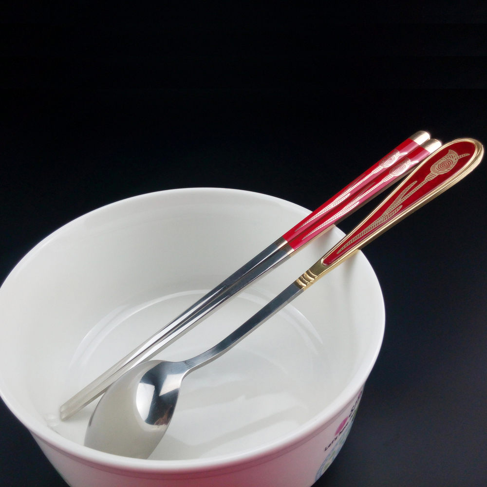 全国包邮韩国韩式郁金香扁筷勺子套装不锈钢餐具筷子汤勺餐勺汤匙