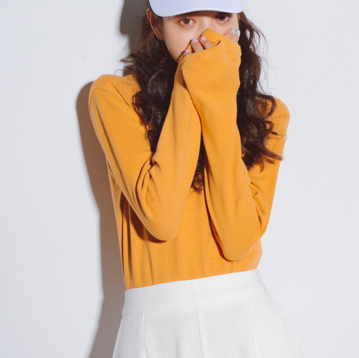 2015秋季韩版新款纯棉纯色长袖打底衫女式T恤折扣优惠信息