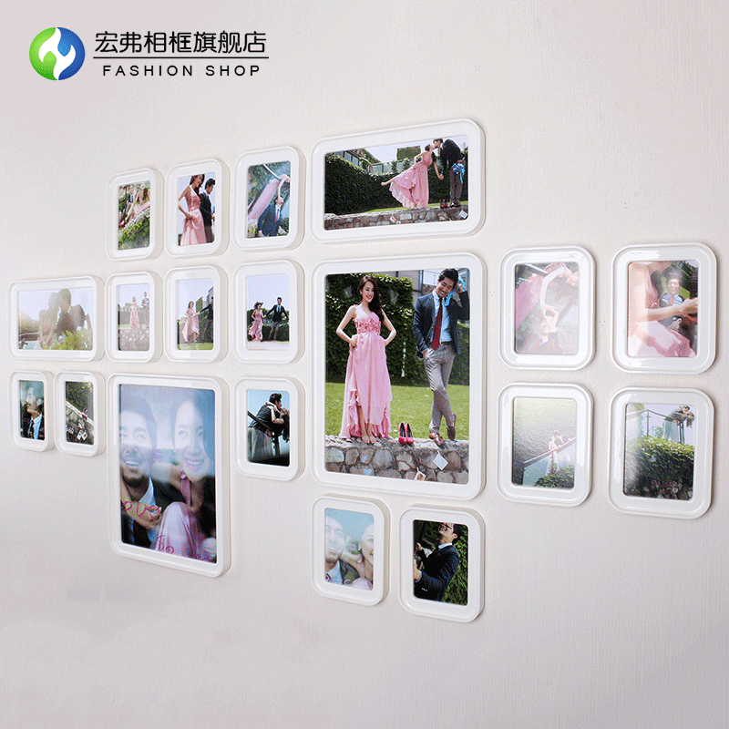 宏弗 客厅大墙面照片墙 相框墙创意组合 照片墙婚纱艺术照相片墙折扣优惠信息