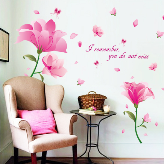 大电视背景墙贴纸客厅沙发卧室床头贴画可移除梦幻花朵环保壁贴画