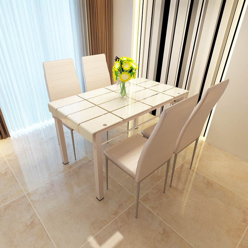 餐桌椅组合钢化玻璃现代简约小户型长方形包邮餐台家具饭桌ikea