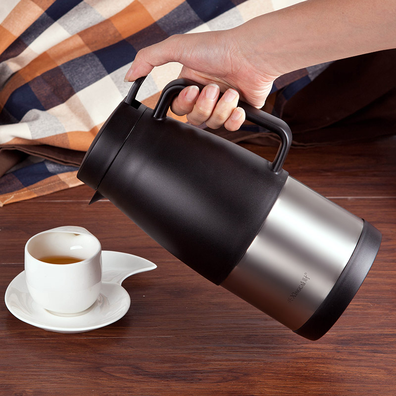 兴财不锈钢真空保温壶家用开水壶办公室大容量保温咖啡壶1.5L