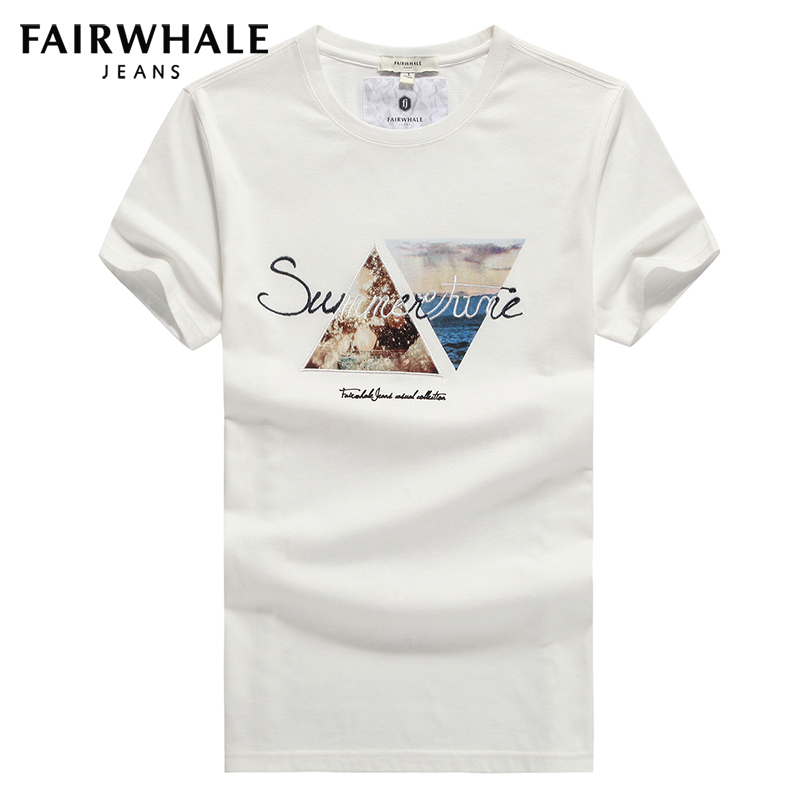 马克华菲短袖T恤2015夏季新款男装纯棉圆领修身印花刺绣短袖T恤潮