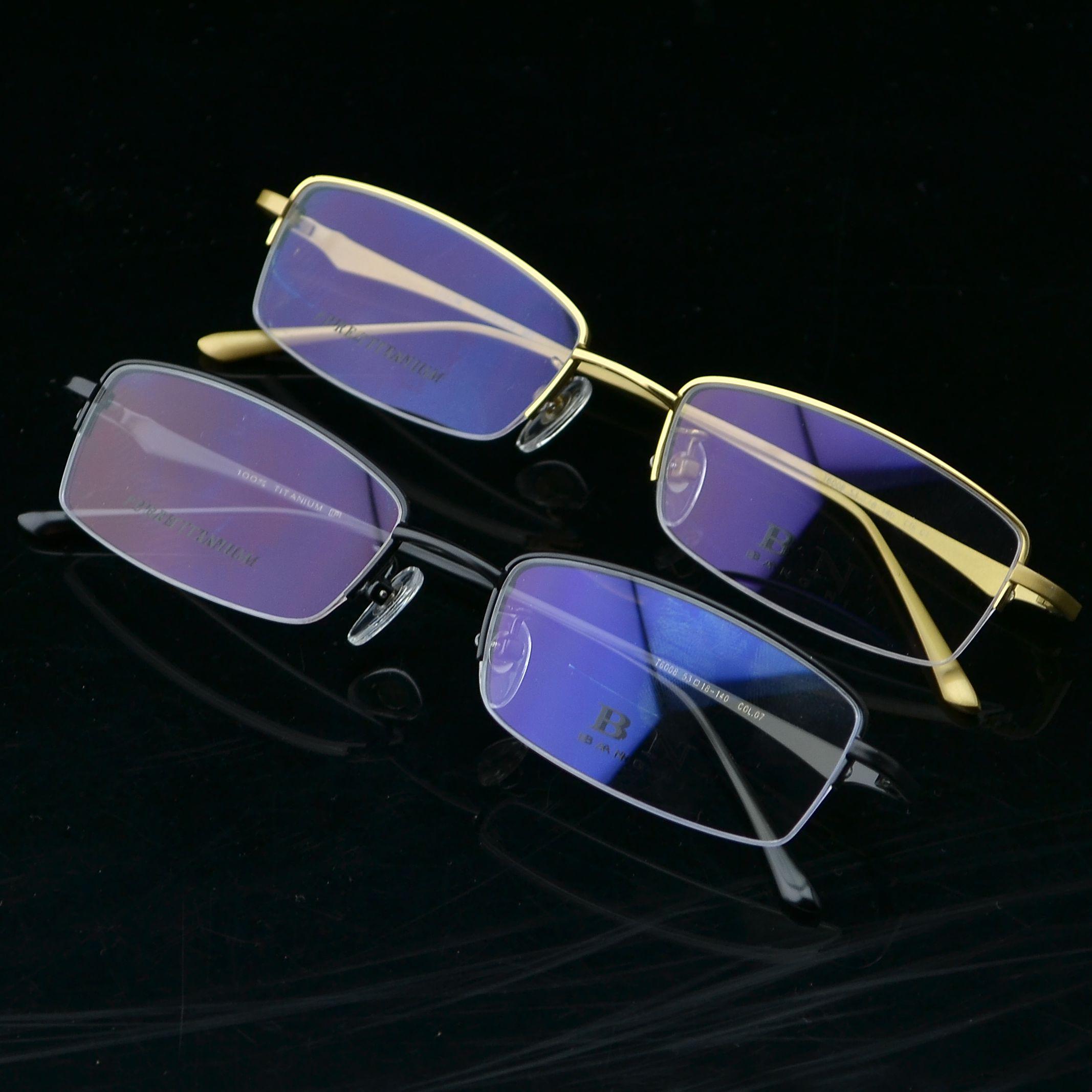 新款邦尼眼镜架100%纯钛架防辐射眼镜配近视包邮半框眼镜架T6008
