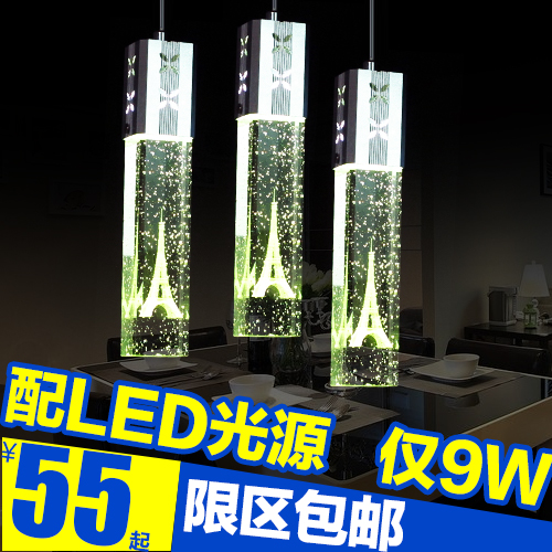 led 餐厅吊灯 三头 饭厅灯 现代创意 个性 水晶吊灯 吧台灯餐吊灯
