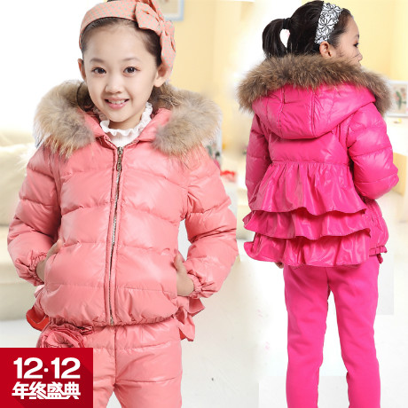 女童2015秋冬装外套新款儿童套装加厚棉衣3-4-5-6-7-8-9-10岁宝宝