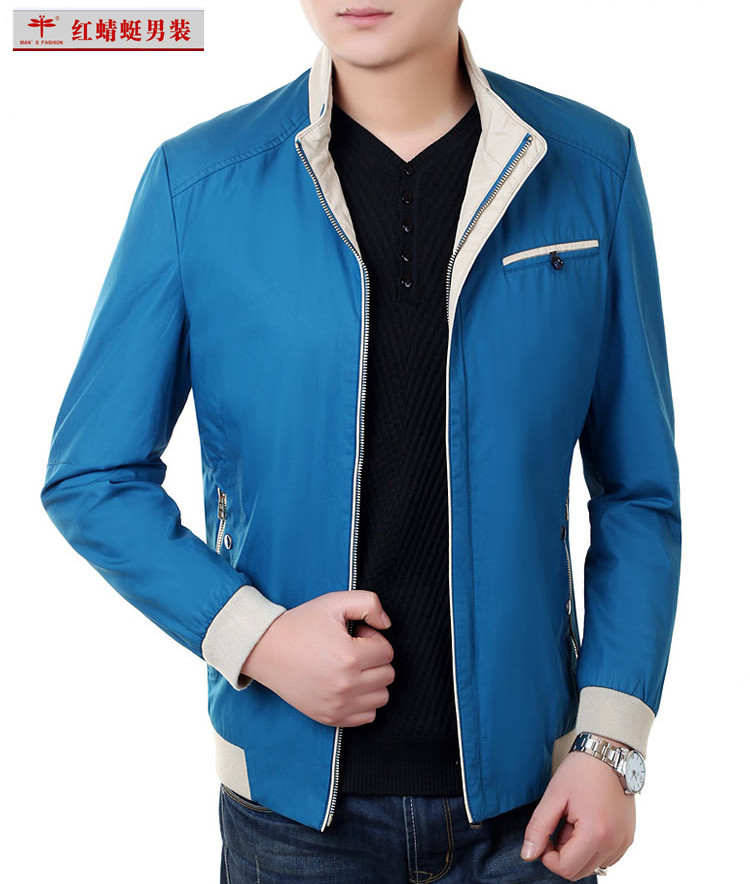 2015春季新款男式外套 正品蜻蜓男装 薄款茄克 中青年时尚夹克折扣优惠信息
