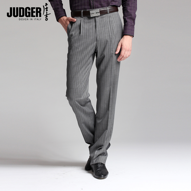 JUDGER/庄吉男裤 时尚商务休闲裤 直筒修身羊毛夏薄舒适单西装裤