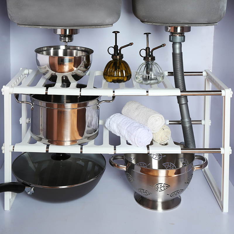 厨房置物架时尚创意橱柜内水槽架可伸缩调节洗碗盆储物架收纳架