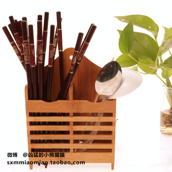 厨房用品竹制筷子筒筷笼 双排筷筒挂墙筷子架 沥水筷子架收纳筒