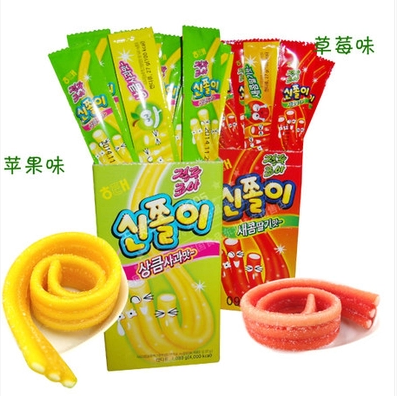韩国进口零食 海太长舌头 长条软糖 苹果味 27g 酸甜果味糖果喜糖折扣优惠信息