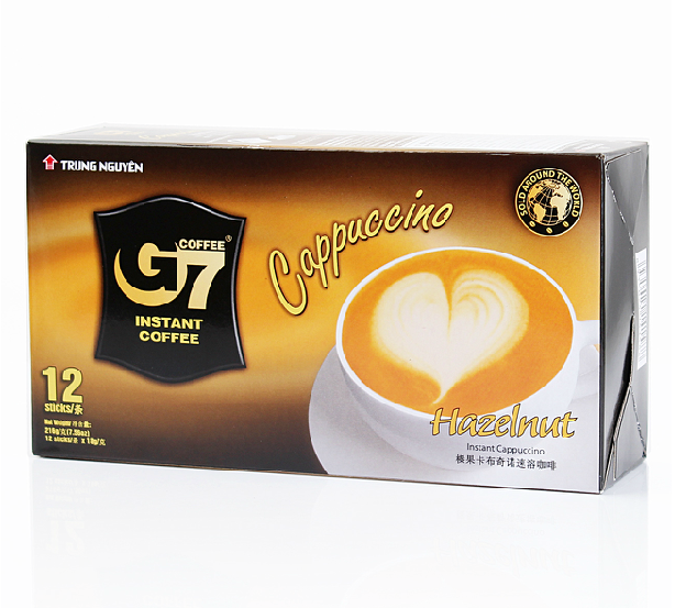 包邮越南中原g7咖啡216g榛果味摩卡味卡布奇诺咖啡12条*18g/盒折扣优惠信息