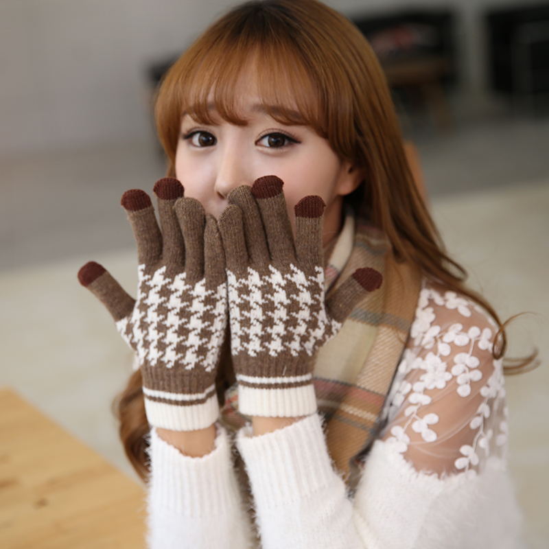 2015冬季韩版秋冬时尚情侣手套触屏手套 加厚保暖五指手套
