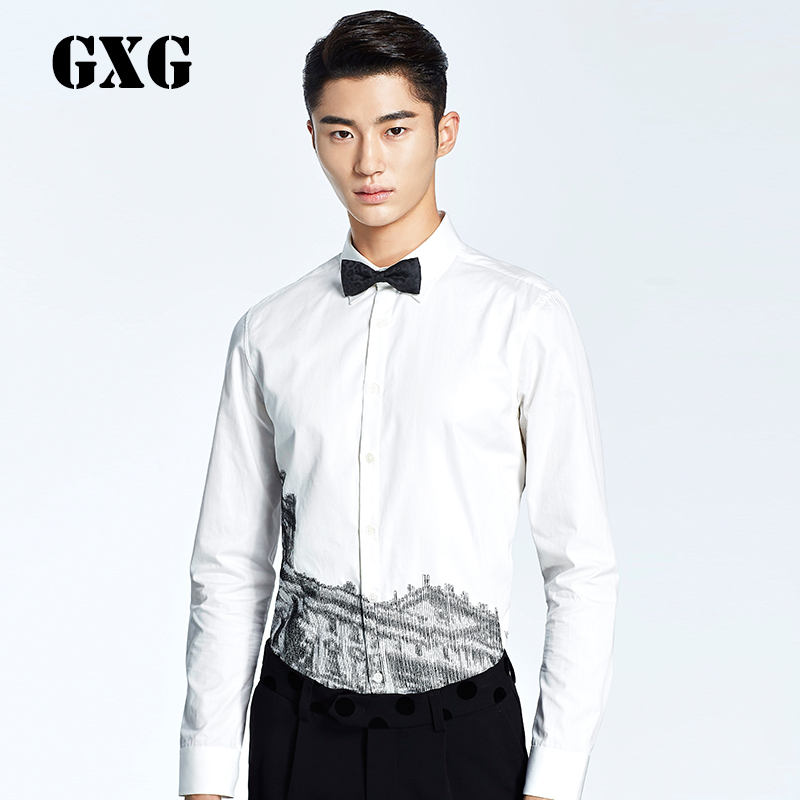 GXG[特惠]男装热卖  男士时尚个性潮流白色复古简约衬衫#44203111