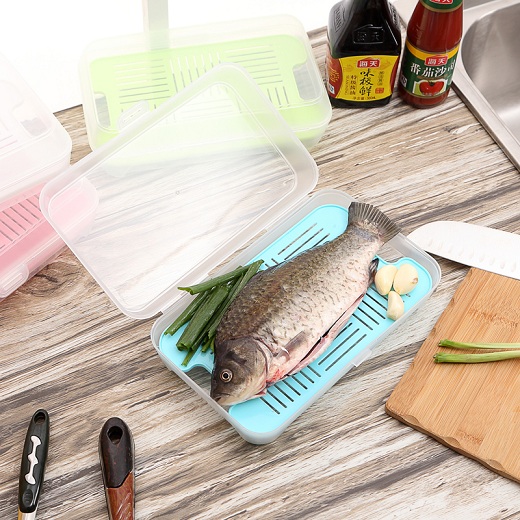 透明沥水塑料收纳盒冰箱冷藏冷冻生鲜果蔬鱼肉保鲜盒食物有盖收纳折扣优惠信息