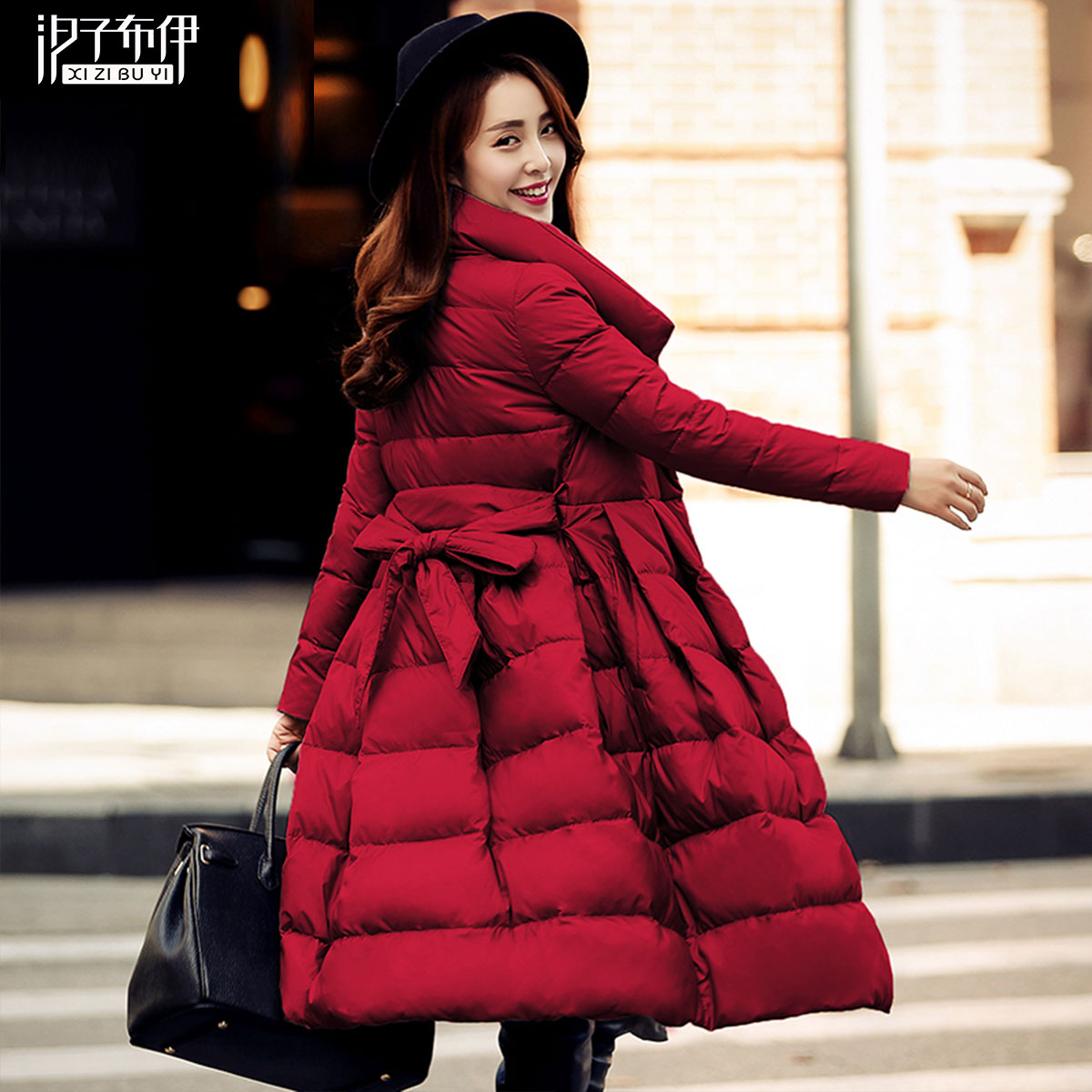 汐子布伊2015冬季新品女装韩版收腰显瘦中长款羽绒服女羽绒衣外套