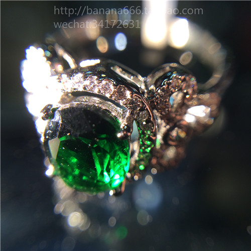 2014新款合金镀银宝石戒指 锆石绿宝石蓝宝石红宝石微镶水钻指环