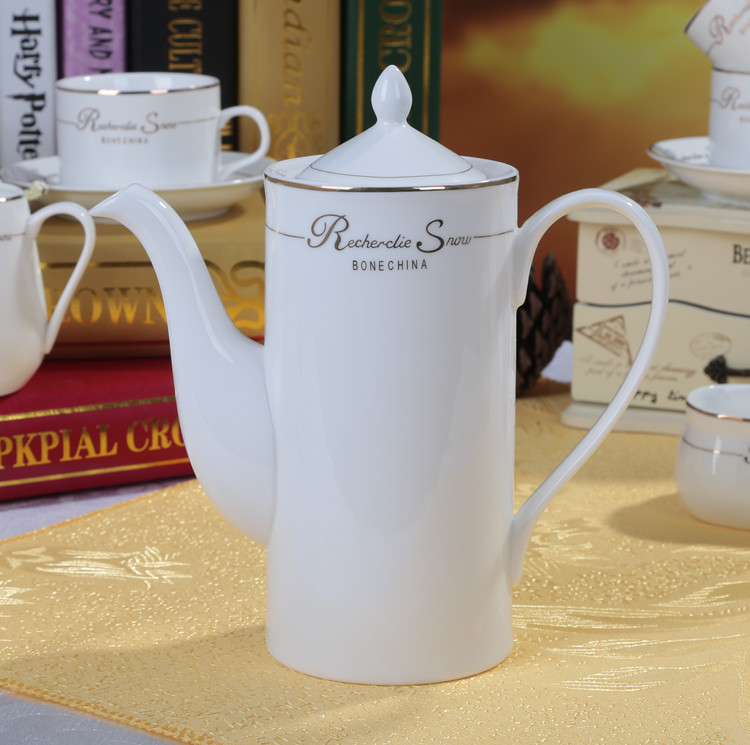 欧式骨瓷咖啡大壶 创意描金咖啡壶 简约时尚茶壶 咖啡杯配套大壶折扣优惠信息