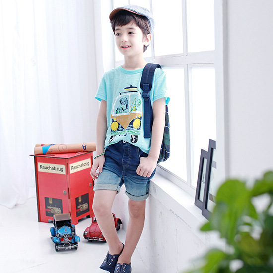 TS2044夏装儿童短袖卡通印花童t恤 韩版新款中性童上装