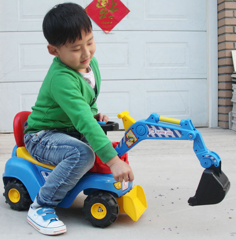 品牌正品祺月童车挖掘机玩具可坐挖土机wj007儿童玩具车挖沙土车