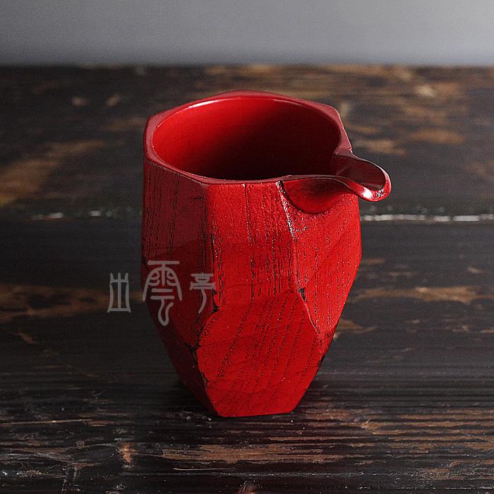 日本原装进口 天然木质 根来漆器公道杯 新品茶具 手工公道杯