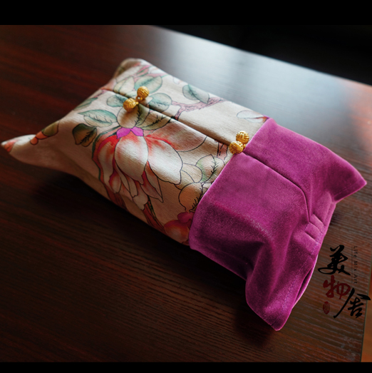 新中式文艺抽纸盒套 家用布艺纸巾套 高档车用抽纸餐厅家居纸巾盒