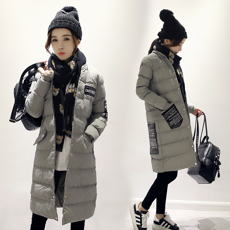 韩国代购2015冬季新款韩版羽绒服圆领休闲棉衣加厚大码棉服外套女