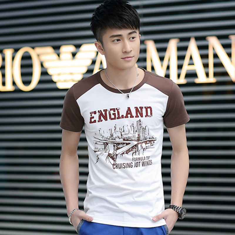 2015韩版男装夏季新款男士短袖T恤印花圆领体恤打底衫修身潮折扣优惠信息