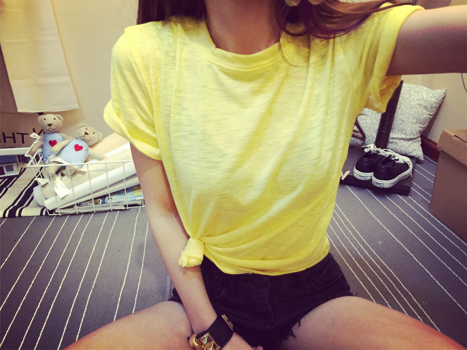 糖果色T恤女短袖棉麻可爱2015夏季新款圆领小清新百搭打底衫韩版