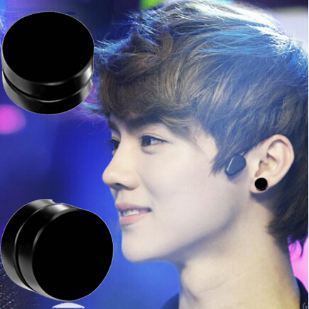韩国男士个性时尚磁铁耳钉 韩版磁石耳环黑色潮吸铁石无耳洞耳夹