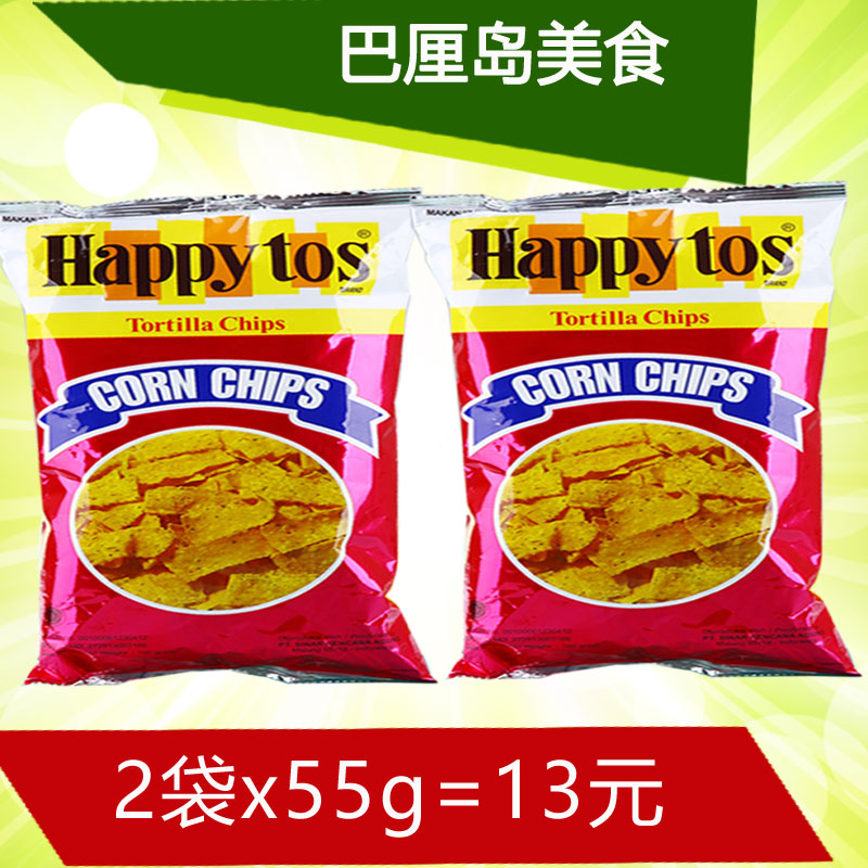 印尼进口零食哈皮兔玉米片55gX2袋 膨化休闲食品小吃薯片折扣优惠信息