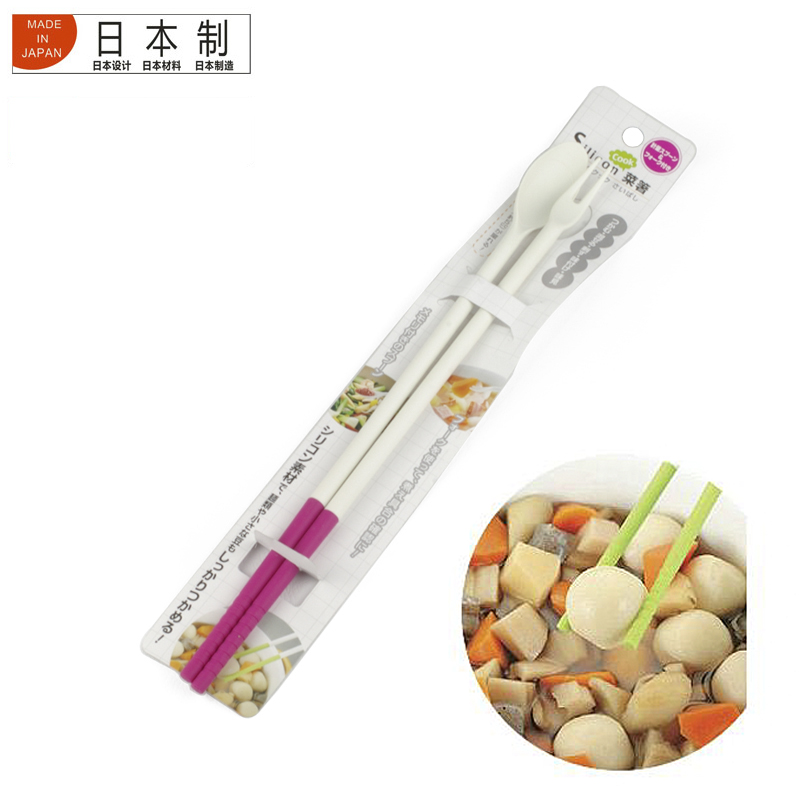 日本原产隔热筷子进口厨房料理硅胶头长筷 防滑加长筷子 面条长筷