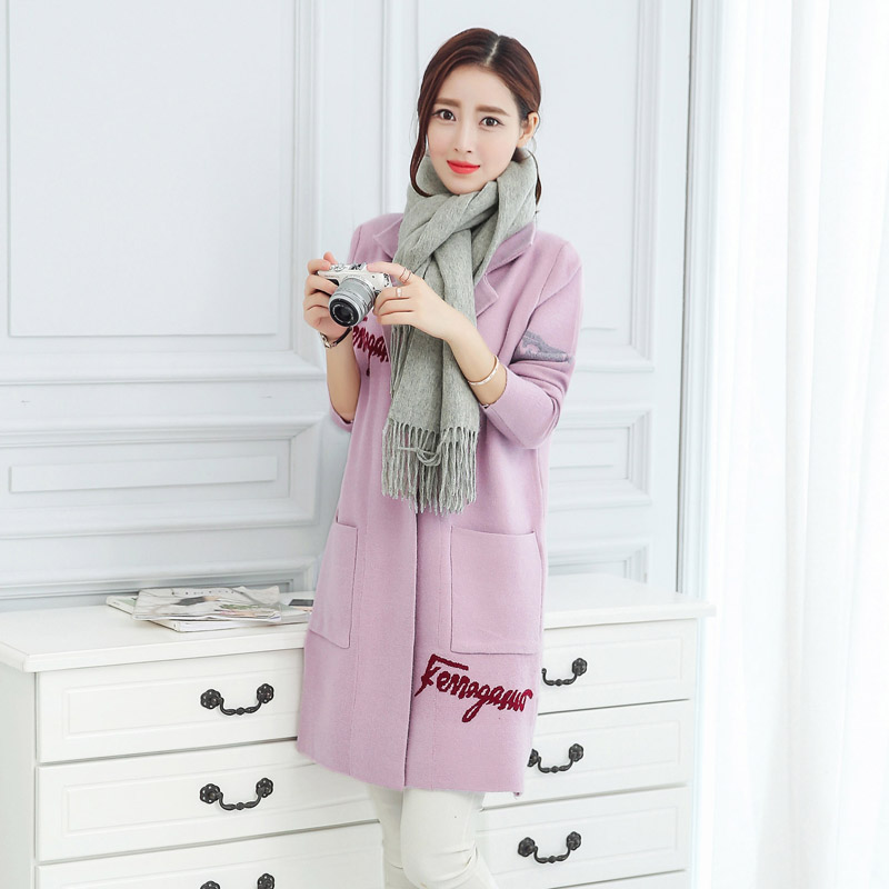 帛柏 2016年冬装新款女装时尚韩版中长款长袖西装领纯色短外套