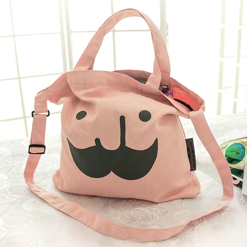 韩国创意可折叠手提包大容量手袋随身妈妈包 帆布胡子斜挎包