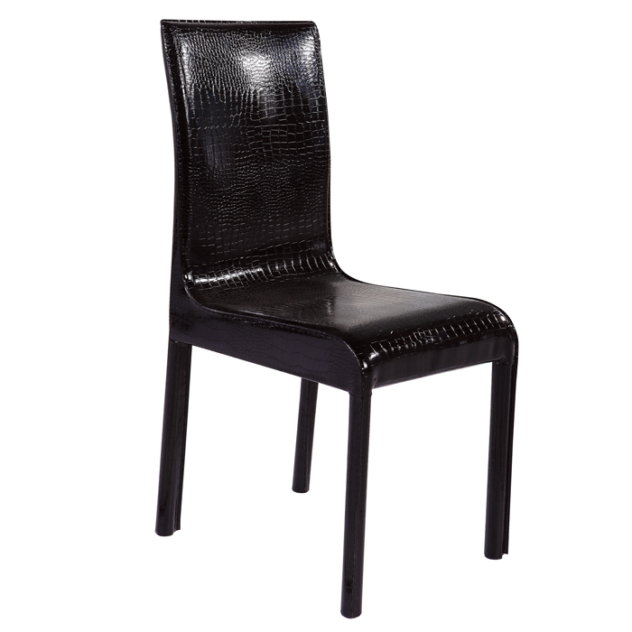 现代简约餐椅 黑白色经典PU皮餐椅 高背餐厅椅子2把 餐桌椅子组合