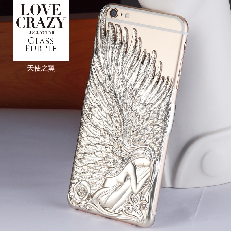 天使之翼电镀款iPhone6 6Plus手机壳 苹果6浮雕硬壳立体外壳 潮女