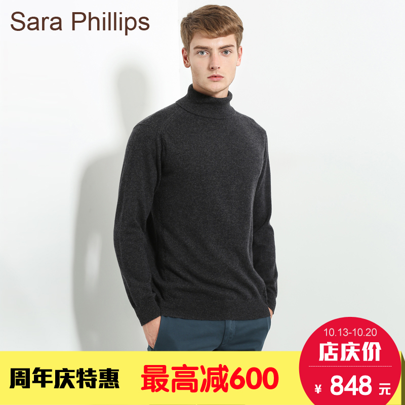 sara phillips2016冬季新款羊绒衫 男高领套头简约针织衫纯羊绒衫折扣优惠信息
