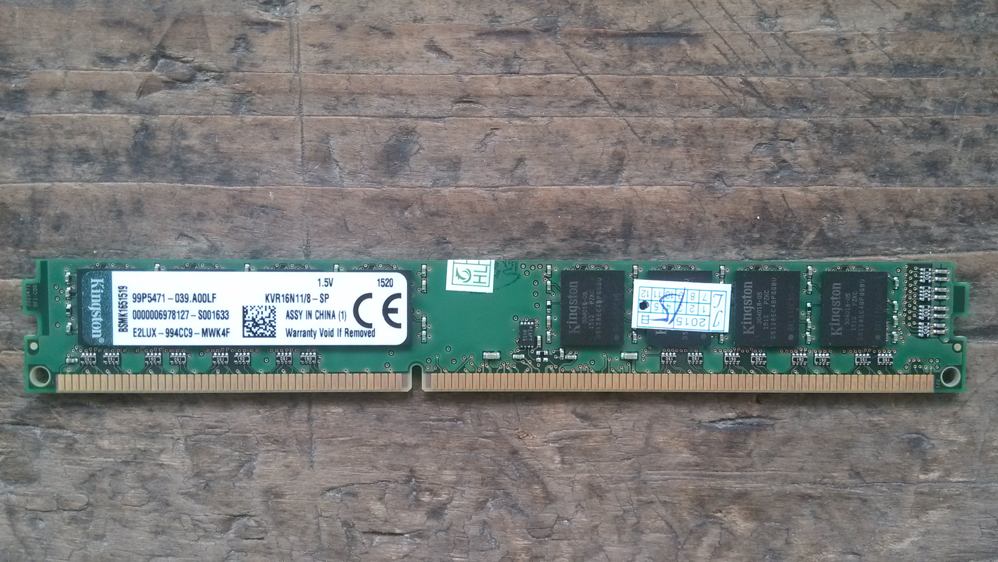 金士顿/Kingston DDR3 1600 8G 台式机内存条 双面 KVR16N11/8-SP
