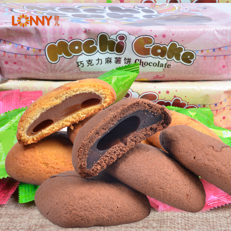台湾进口欧儿LONNY原味巧克力味麻糬饼巧克力夹心饼干糕点零食品