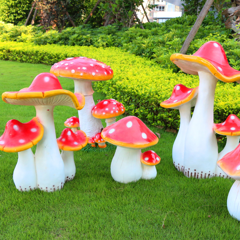 树脂工艺品创意仿真大蘑菇摆件植物装饰园林雕塑户外田园花园摆设