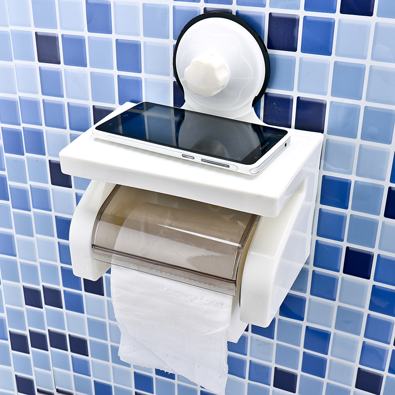 卫生间浴室免打孔纸筒 厕所纸巾盒吸盘 创意洗手间防水卷纸架包邮