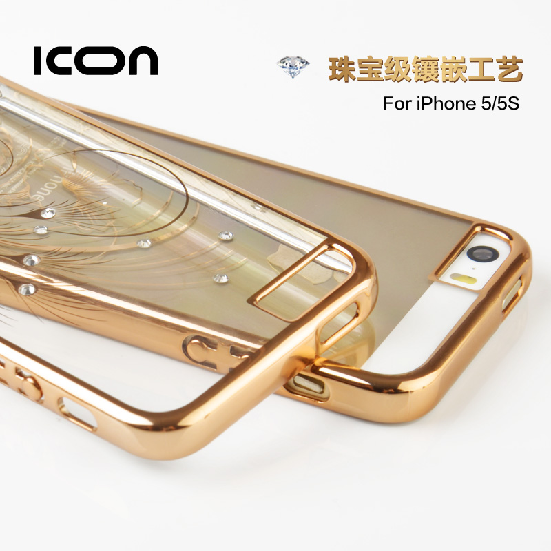 ICON苹果iPhone5/5S手机壳 水钻奢华女透明硬外壳 超薄保护套潮