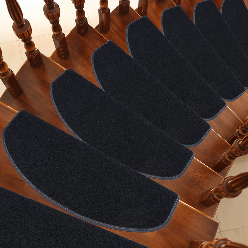实木楼梯踏步垫免胶自吸底绒面纯黑色楼梯垫防滑自粘楼梯地毯订做