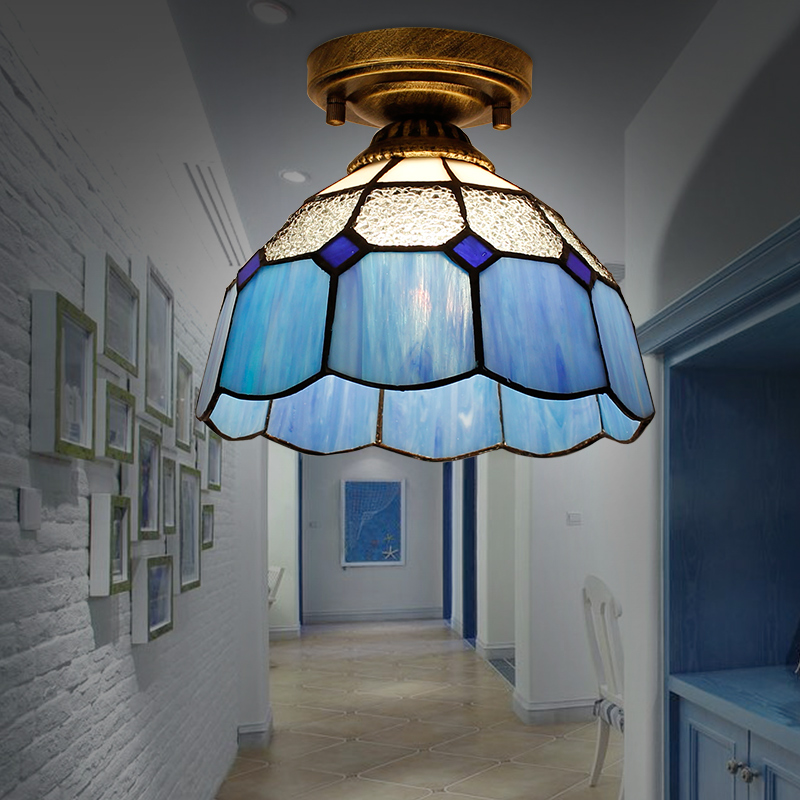 蒂凡尼欧式地中海小吸顶灯LED灯具玄关阳台过道简约创意个性灯饰