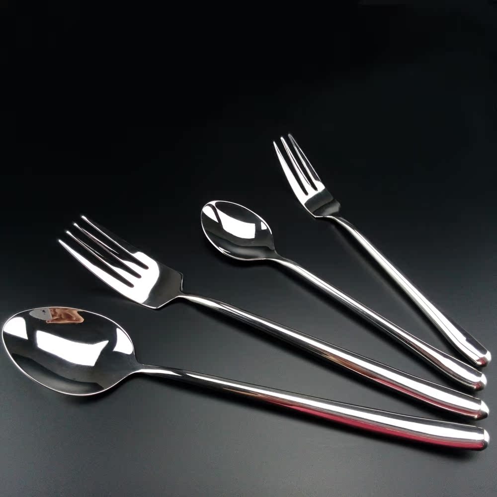 海诺不锈钢长柄勺子空心勺甜品勺 调羹汤匙 水果叉子餐具用品