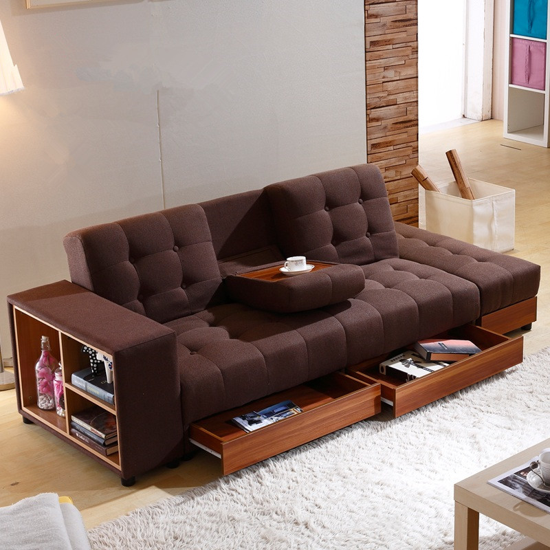 大金万里 日式储物沙发 小户型布艺沙发 记忆棉多功能抽屉沙发床