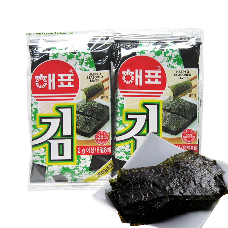 七猩猩韩国进口食品海飘海苔儿童寿司紫菜片2g*10包零食