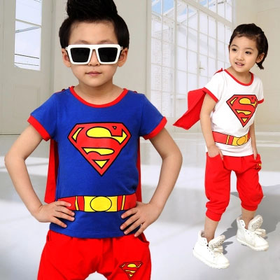 超人儿童短袖套装童装男童夏装2016新款春夏款超级英雄宝宝个性潮
