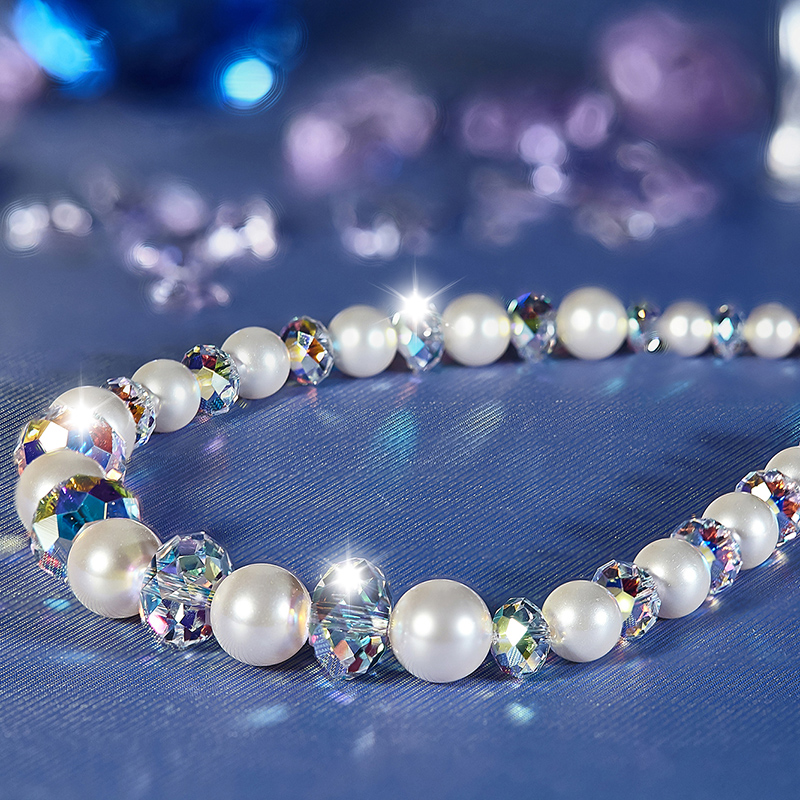 采用施华洛世奇元素珍珠水晶项链颈链锁骨链简约OL优雅时尚女礼物折扣优惠信息